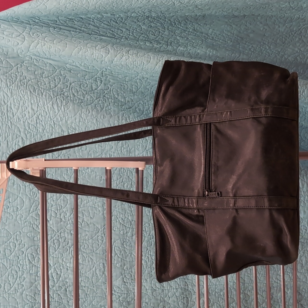 EUC Tumi Black Leather Tote Carry On Overnighter Shoulder Bag